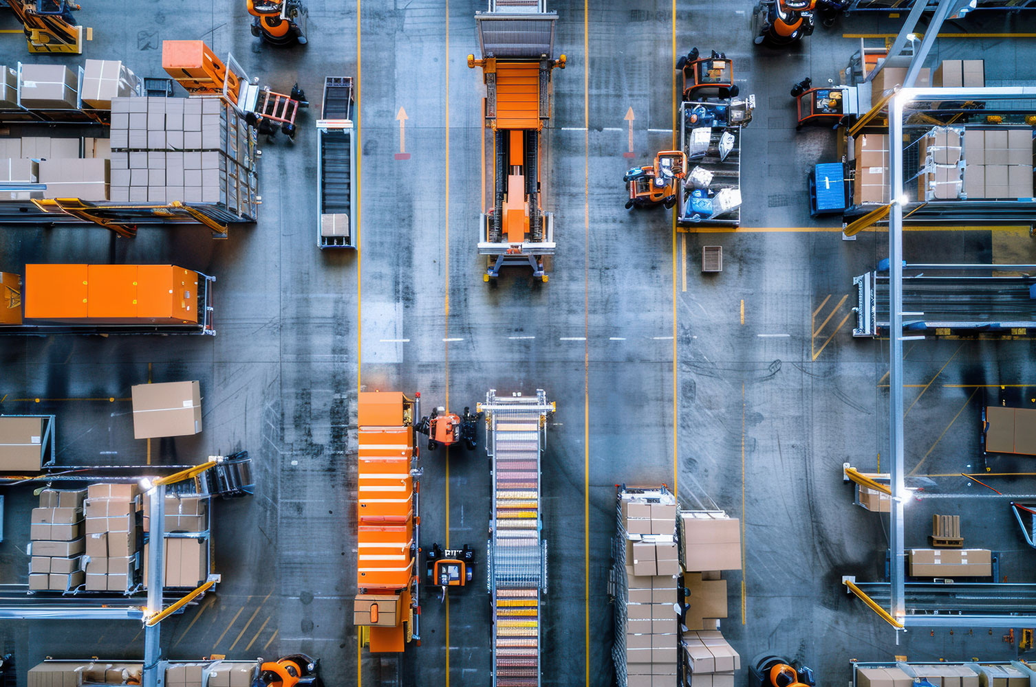 Birds eye of distribution warehouse